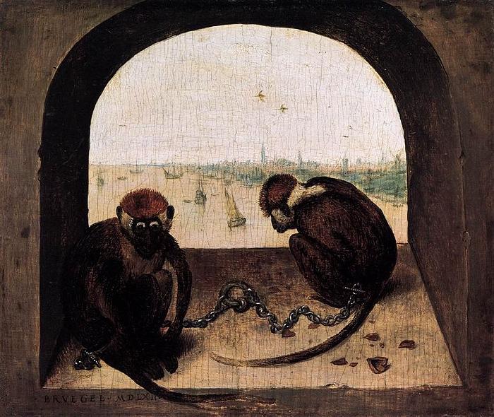 Pieter Bruegel the Elder Two Chained Monkeys oil painting image